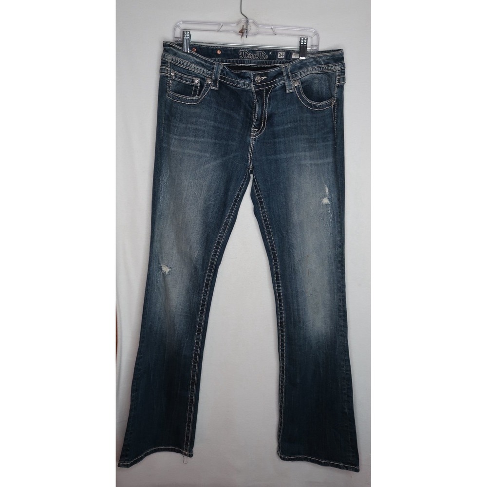 Miss Me JP8568B Jeans Size 34 Bootcut Floral Rhinestone Embellished Y2K Denim 34